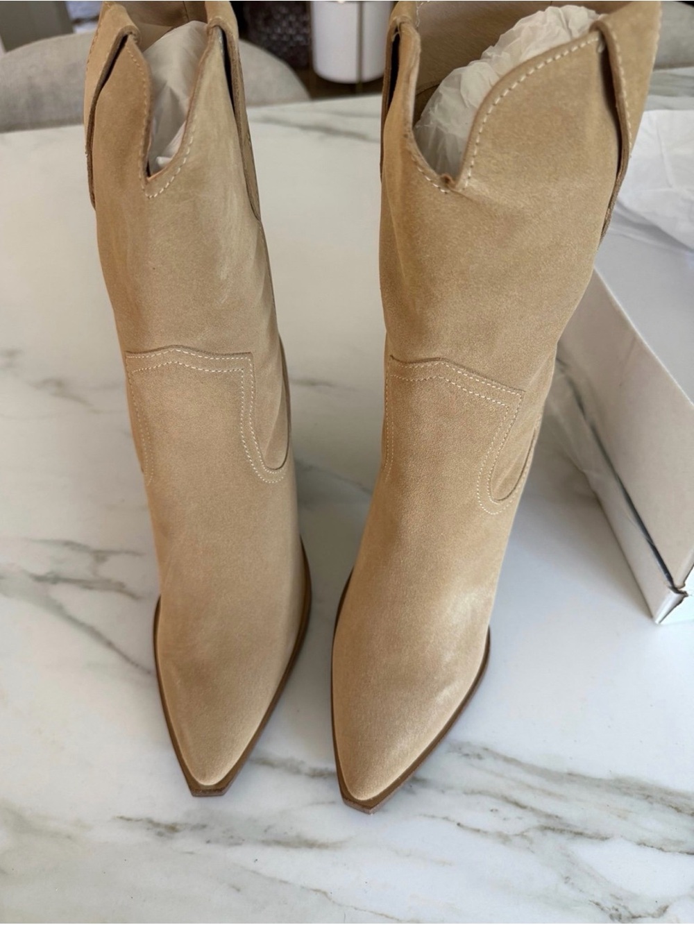 Steven by Steve Madden Avari Suede Western Boots Sand Women’s 9.5 New